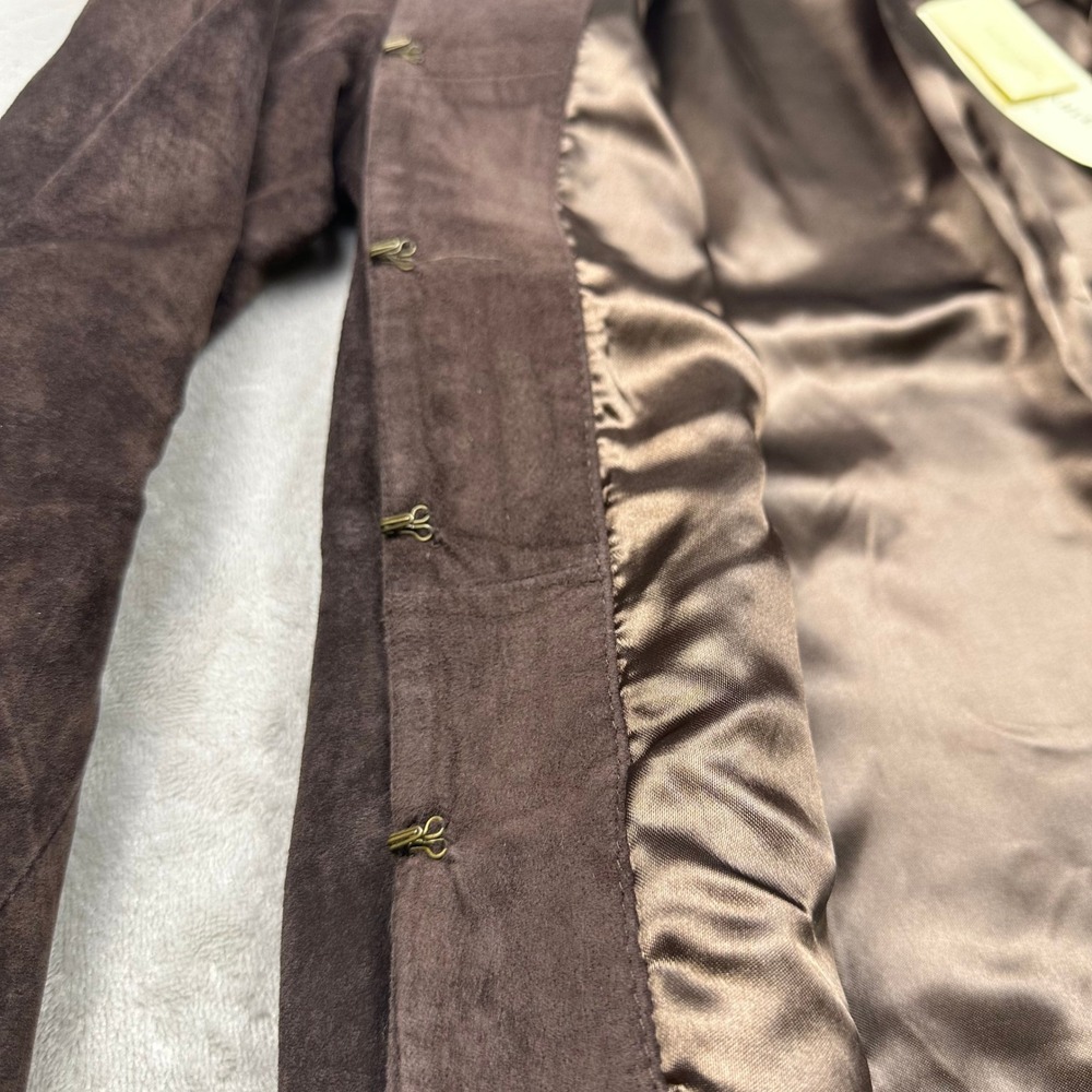 Brown Genuine Suede Studded Jacket Petite Small Statement Jacket‎ - Picture 16 of 16